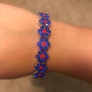 Blue and orange crystal bracelet